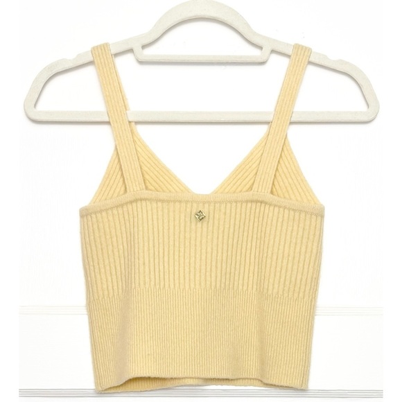 SANDRO Wool Rib Knit Sleeveless V-Neck Slim Cropped Camisole Sweater Tank Top S - Picture 4 of 10